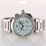 PAPERS Cartier Pasha W31085M7 Chronograph Steel 2860 Silver Date 42mm Watch Box