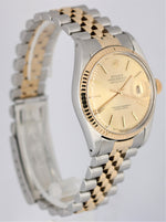 Rolex DateJust Two-Tone 18K Gold Steel Champagne Tapestry 36mm 16013 Watch