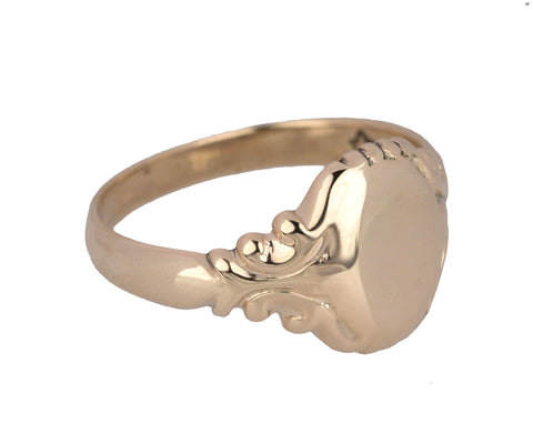1880's Antique Victorian Estate Solid 10K Yellow Gold 13mm Signet Ring