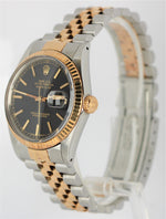UNPOL. Top Condition Compete Rolex DateJust Black Tapestry TT 36mm 16013 Watch