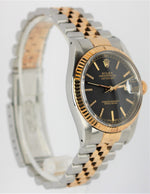 UNPOL. Top Condition Compete Rolex DateJust Black Tapestry TT 36mm 16013 Watch
