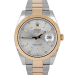 PAPERS Rolex DateJust 41 SILVER 18K Gold Steel 41mm OYSTER Watch 126333 B+P