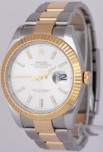 PAPERS Rolex DateJust 41 SILVER 18K Gold Steel 41mm OYSTER Watch 126333 B+P