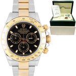 Rolex Daytona Two-Tone 18K Yellow Gold Stainless Black 40mm 116523 Watch B&P