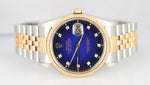 TOP CONDITION Rolex DateJust FACTORY Blue Diamond Vignette 36mm NO HOLES 16233