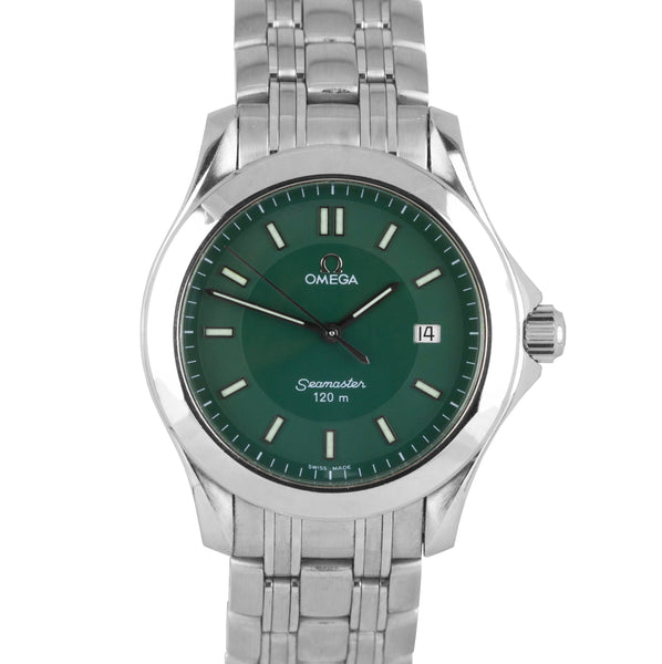 Omega Green Stainless Steel Seamaster 120m 2586.70 Women's Wristwatch 26 mm