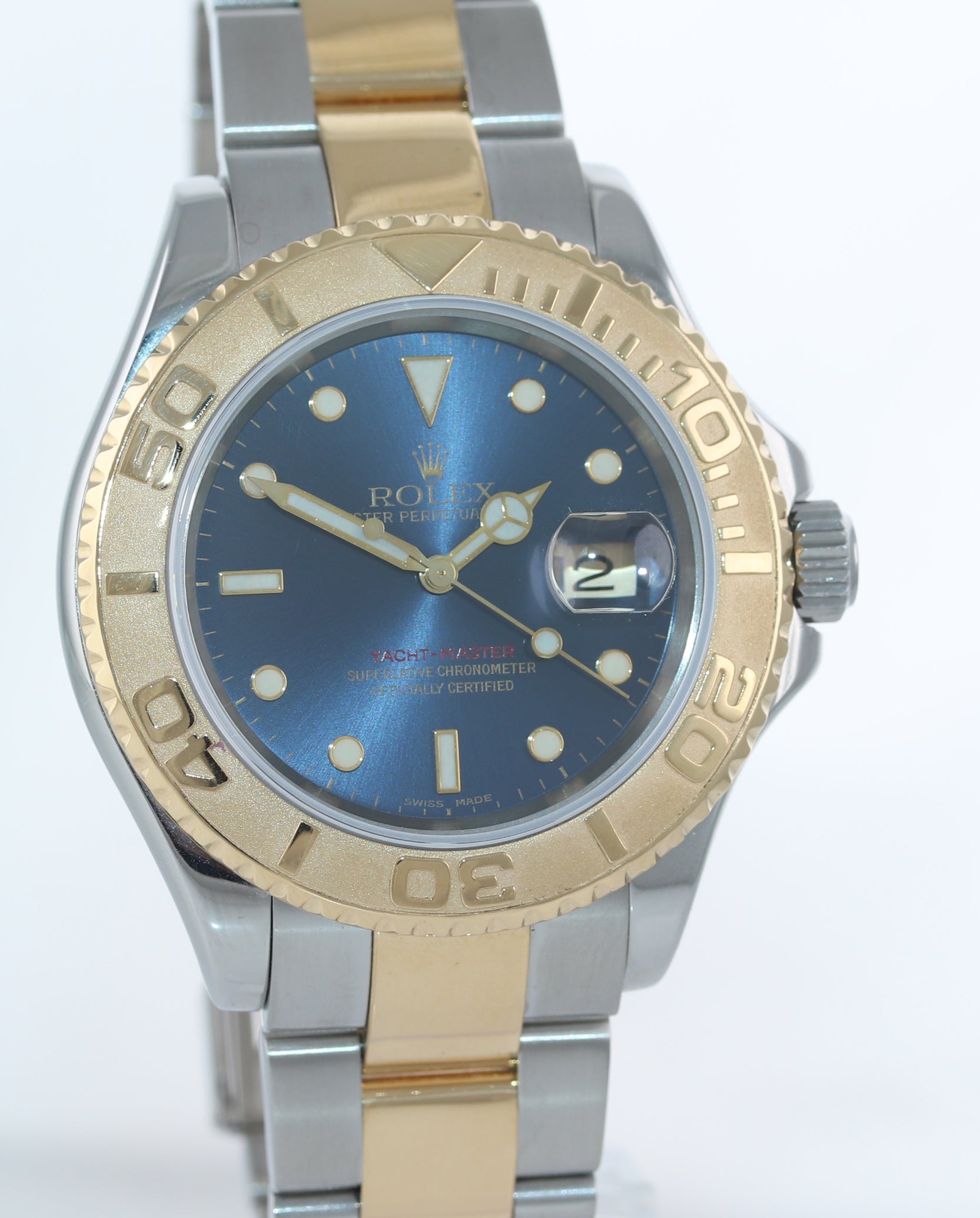 PAPERS Rolex Yacht-Master 40mm BLUE Two-Tone 18K Yellow Gold Steel 166