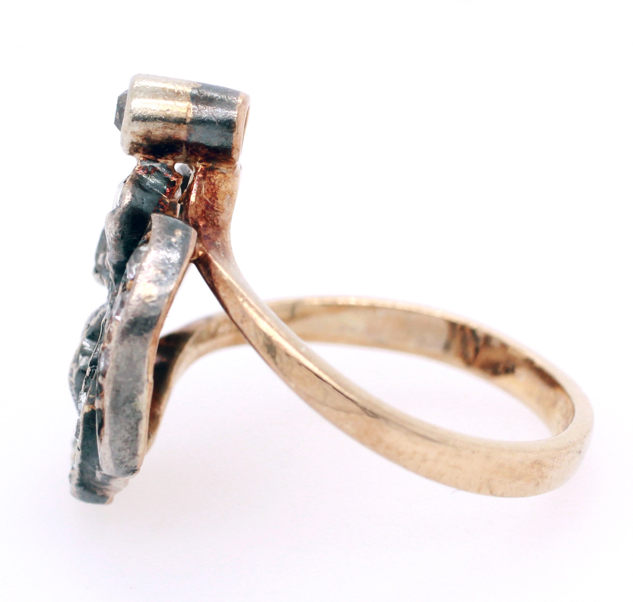 Victorian 0.75ctw Rose Cut Diamond Cocktail Ring - 14k Yellow Gold & Platinum