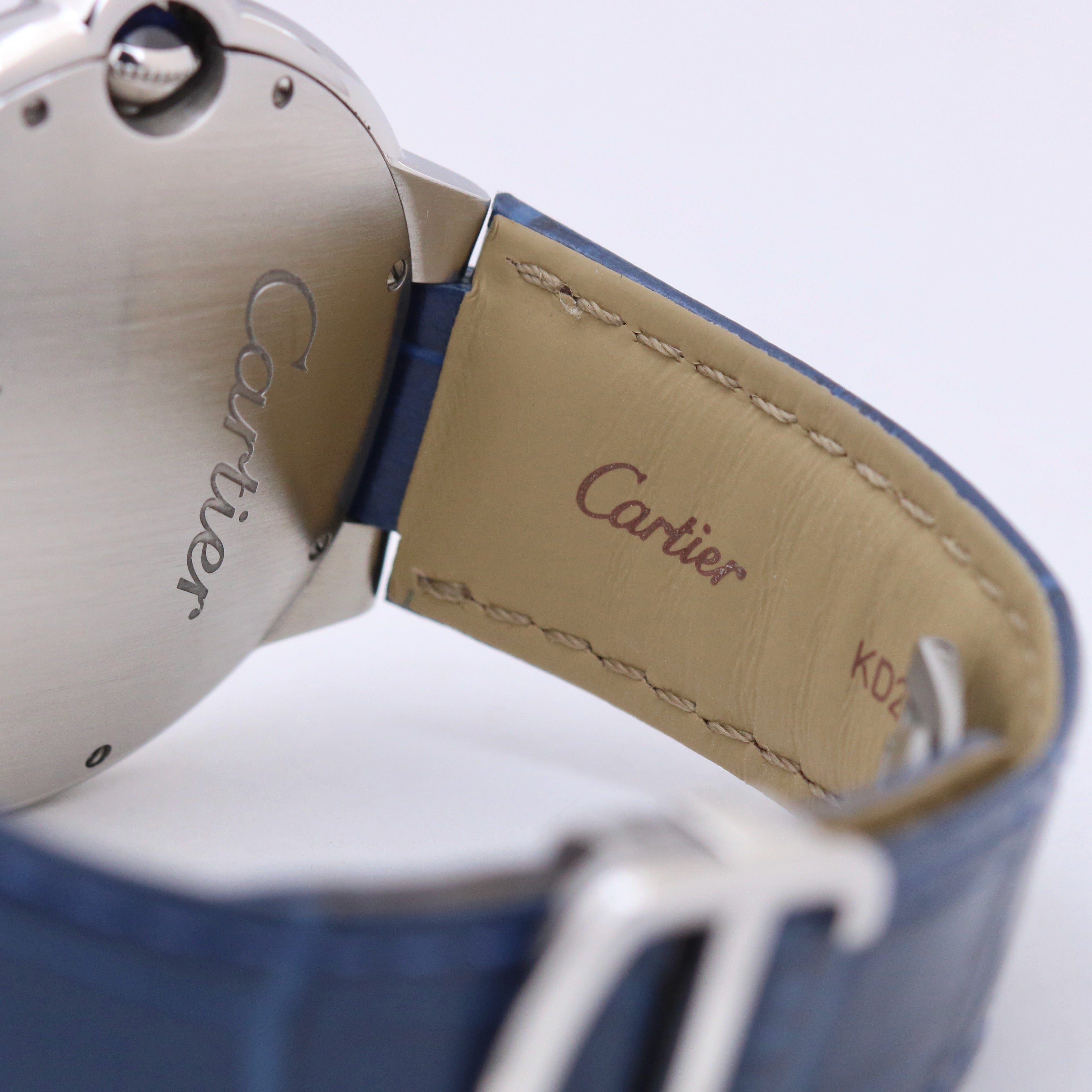 PAPERS Cartier Ballon Bleu Steel BLUE GUILLOCHE Leather 42mm 3765 WSBB0027 B+P