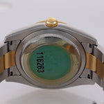 NOS Rolex DateJust 116263 Turn-O-Graph 36mm Thunderbird Champagne Watch Box