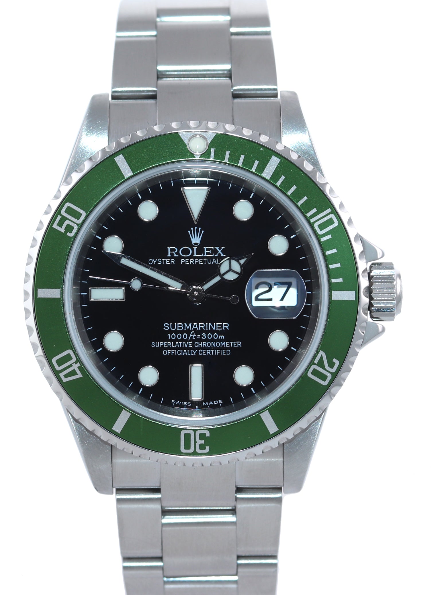 Men's Rolex Submariner 50th Anniversary Green Kermit Watch 16610LV Box –  Global Timez