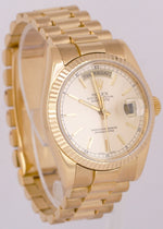 Rolex Day-Date President FAT BUCKLE Silver 18K Yellow Gold 36mm 118238 Watch
