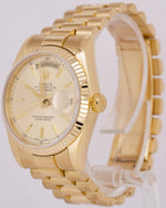 Rolex Day-Date President FAT BUCKLE Silver 18K Yellow Gold 36mm 118238 Watch