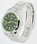 Rolex Milgauss Green Anniversary Crystal Black 40mm Stainless 116400 GV Watch