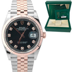 2021 Rolex DateJust 36 Black Diamond Rose Gold 18K Two-Tone 36mm 126231 B+P