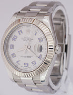 Rolex Datejust II 2 41MM Stainless Steel Blue Arabic 18K White Gold Watch 116334