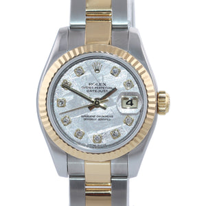 PAPERS Ladies Rolex DateJust 179173 Meteorite Dial Two-Tone Gold Oyster Watch