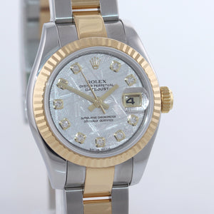 PAPERS Ladies Rolex DateJust 179173 Meteorite Dial Two-Tone Gold Oyster Watch