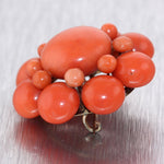 Antique Victorian 14k Yellow Gold Red Coral Brooch Pin