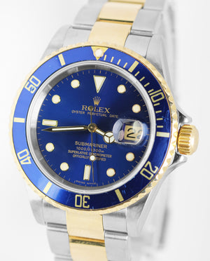 Rolex Submariner Date Two-Tone 18k Gold Buckle Blue 40mm 16613LB Watch