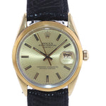 VTG Rolex Date Gold Shell 15505 34mm Champagne Stick Oyster Perpetual Watch