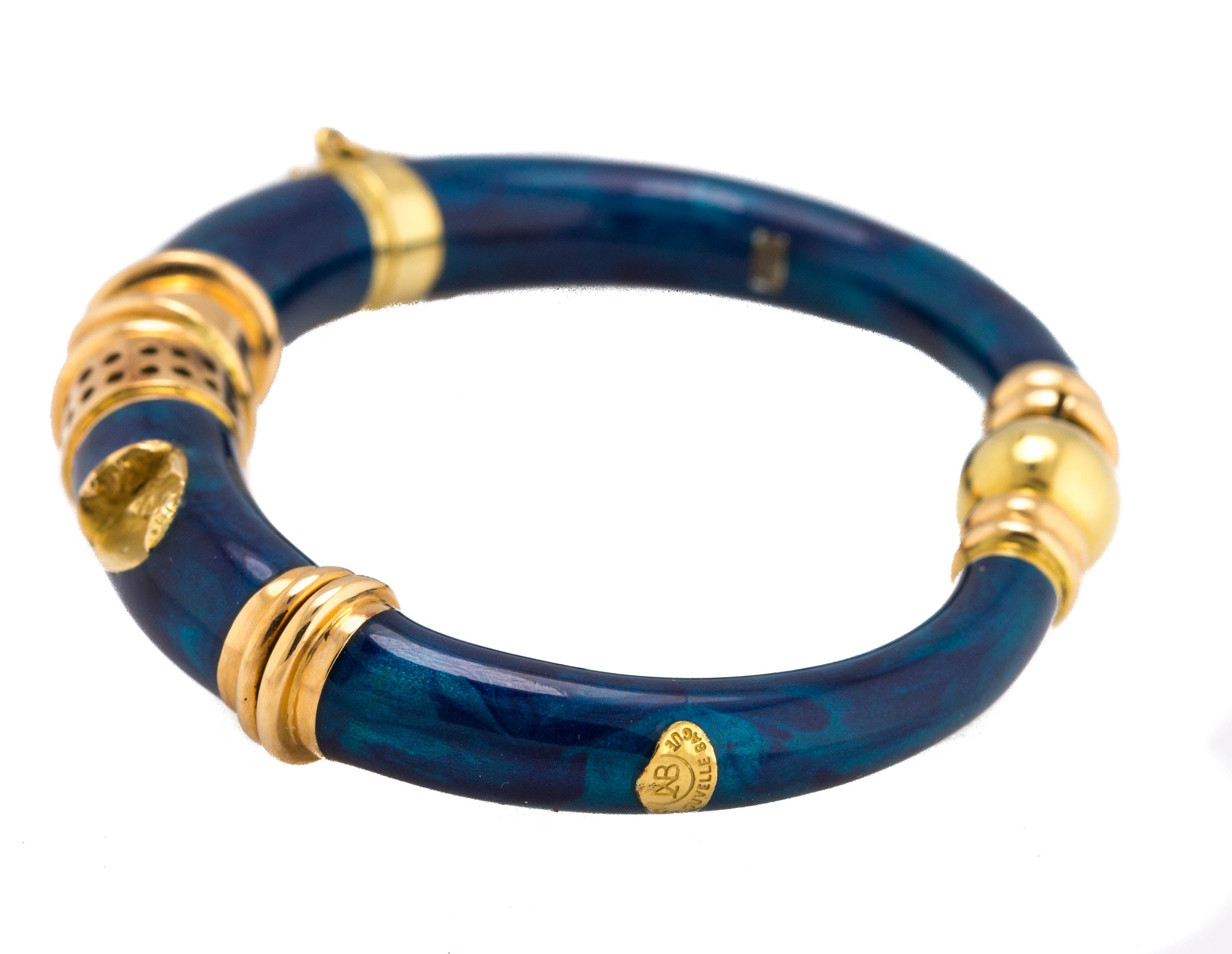 La Nouvelle Bague 18k Gold Enamel Ring Triple Band Tri-Gold Size 5.5 RG3258