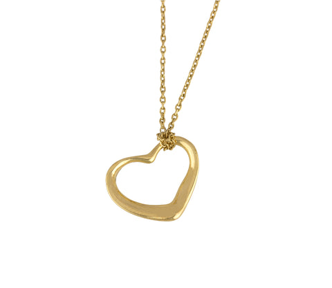 Tiffany & Co. Elsa Peretti 18k Yellow Gold 14x12mm Open Heart 18.25" Necklace