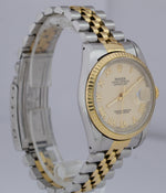 Rolex DateJust 36mm 18K Two-Tone Gold Stainless CREAM ROMAN Jubilee Watch 16233