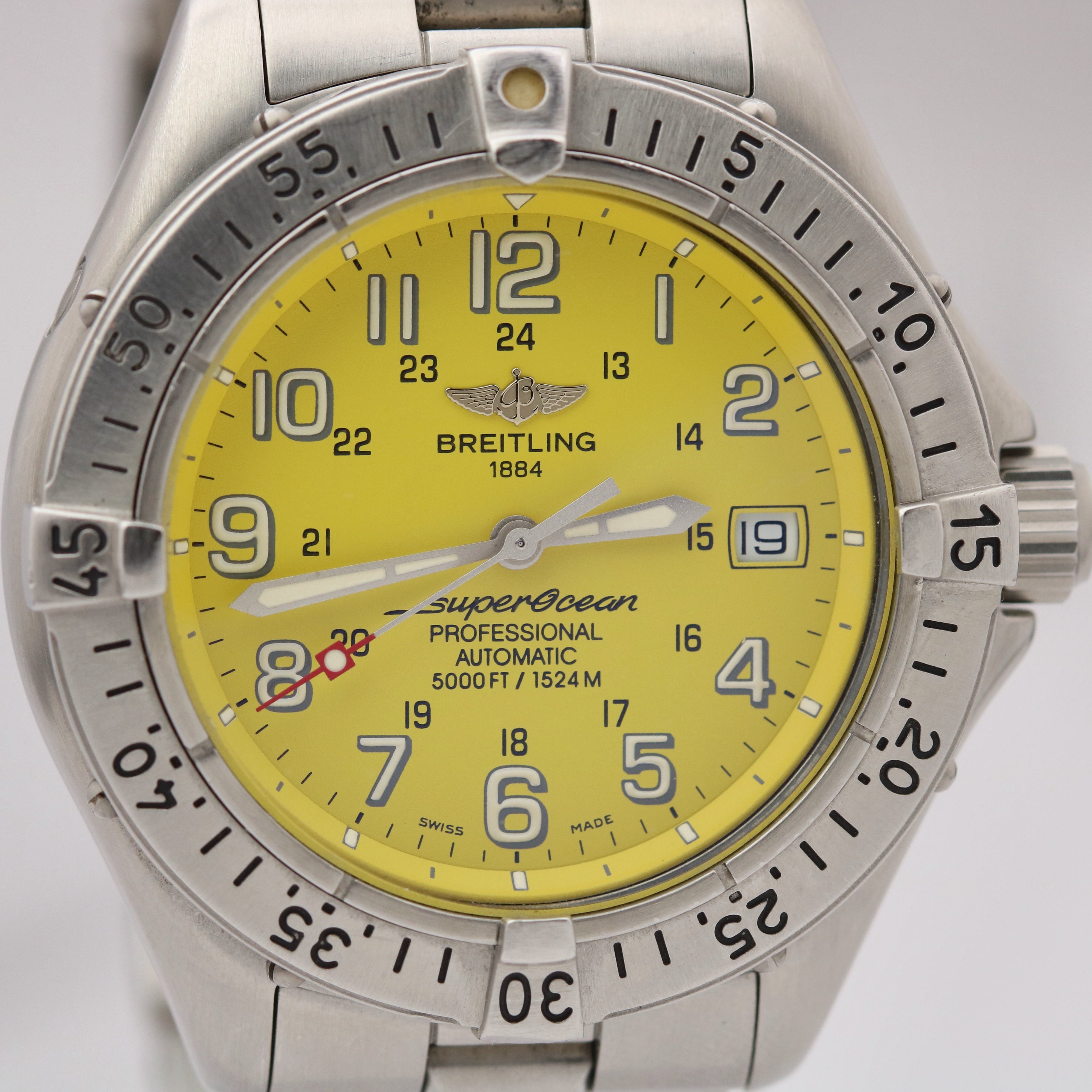 Breitling SuperOcean A17360 YELLOW Automatic 42mm Stainless Steel Date Watch