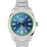 Rolex Milgauss Stainless Steel Z-Blue Green Anniversary 40mm 116400 GV Watch