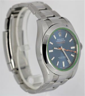 Rolex Milgauss Stainless Steel Z-Blue Green Anniversary 40mm 116400 GV Watch