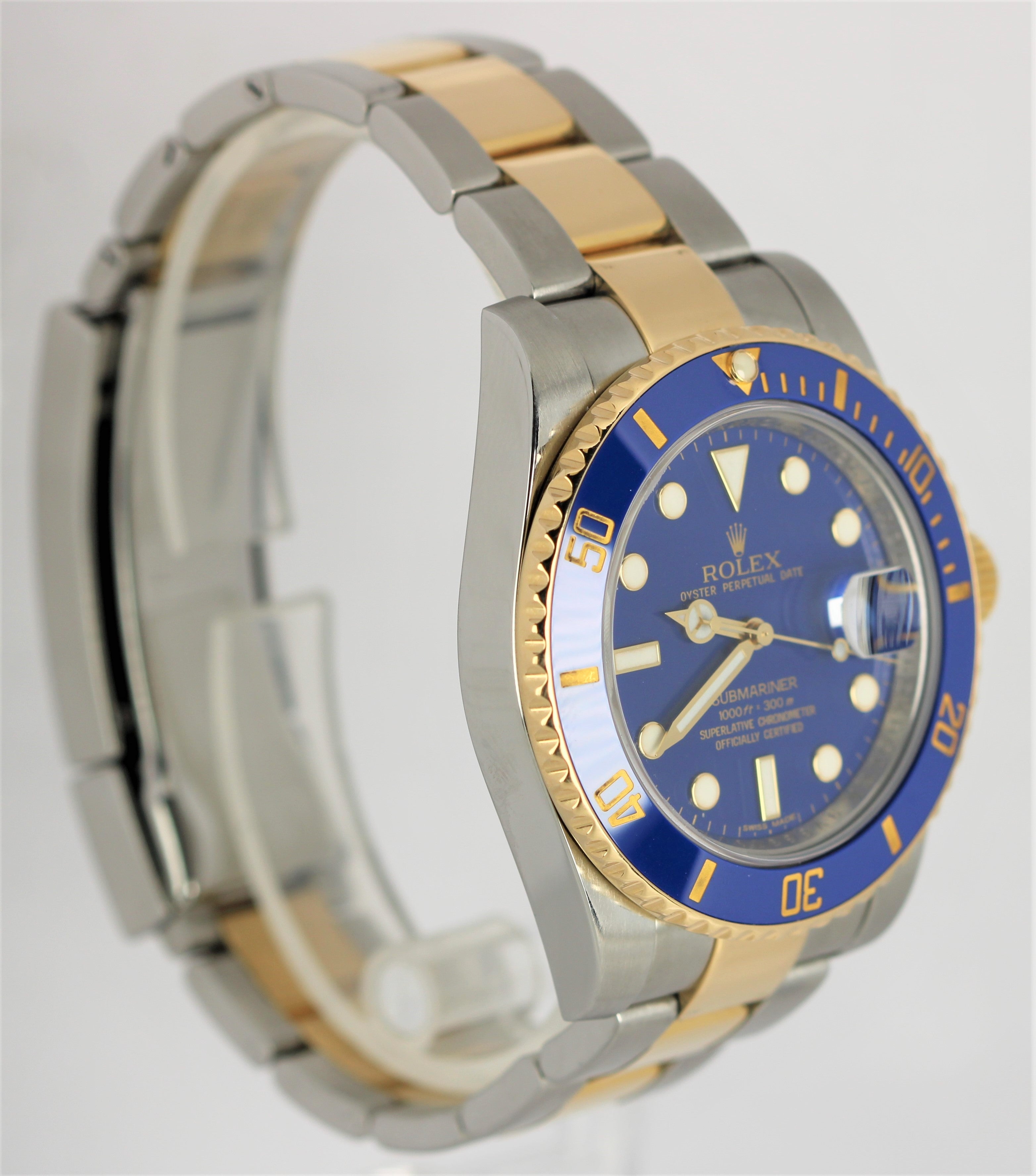 Rolex Submariner Date Ceramic Two-Tone 18K Smurf FLAT BLUE 40mm 116613 LB Watch