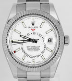 UNPOL. Rolex Sky-Dweller Stainless Steel 18k Fluted White 42mm 326934 Watch