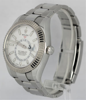 UNPOL. Rolex Sky-Dweller Stainless Steel 18k Fluted White 42mm 326934 Watch