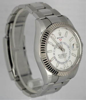 UNPOL. Rolex Sky-Dweller Stainless Steel 18k Fluted White 42mm 326934 Watch