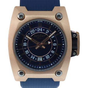 Wyler Geneve Code R GMT Date 200.2 Solid 18k Rose Gold Blue 44mm Automatic Watch