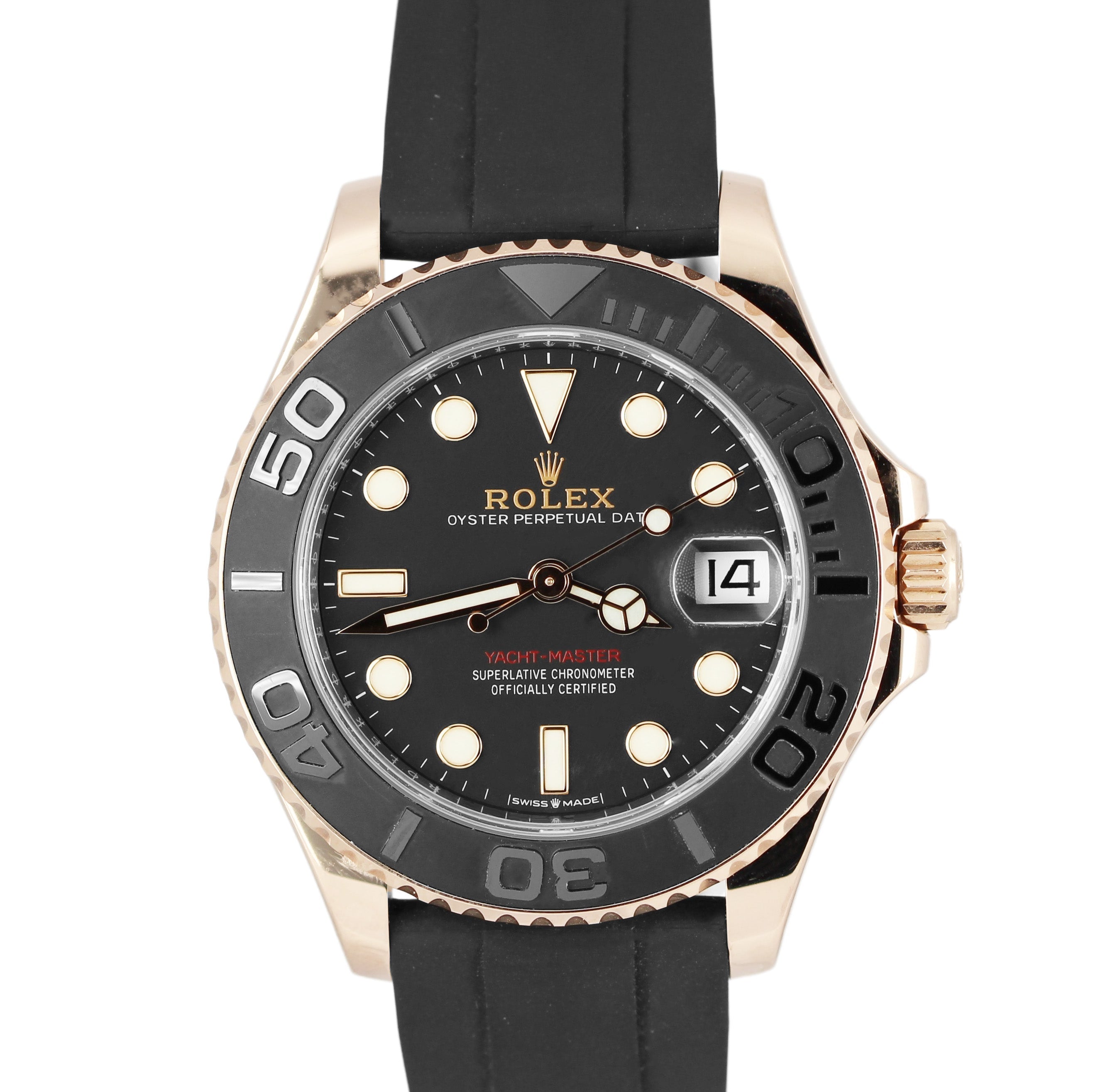 Rolex yachtmaster rose gold hotsell rubber strap