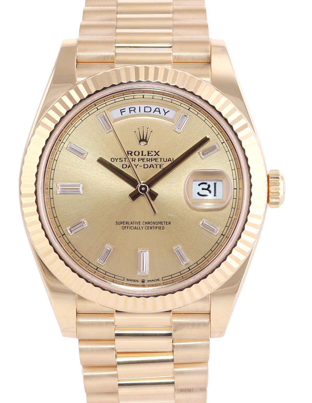 2021 PAPERS Rolex Day Date 40 President 228238 Champ Diamond Yellow Go