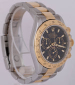 Rolex Daytona Cosmograph 40mm BLACK Two-Tone 18K Yellow Gold Steel 116523 Watch