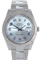 2016 PAPERS Rolex Datejust 41mm White Gold Steel Silver Blue Arabic 116334 Watch