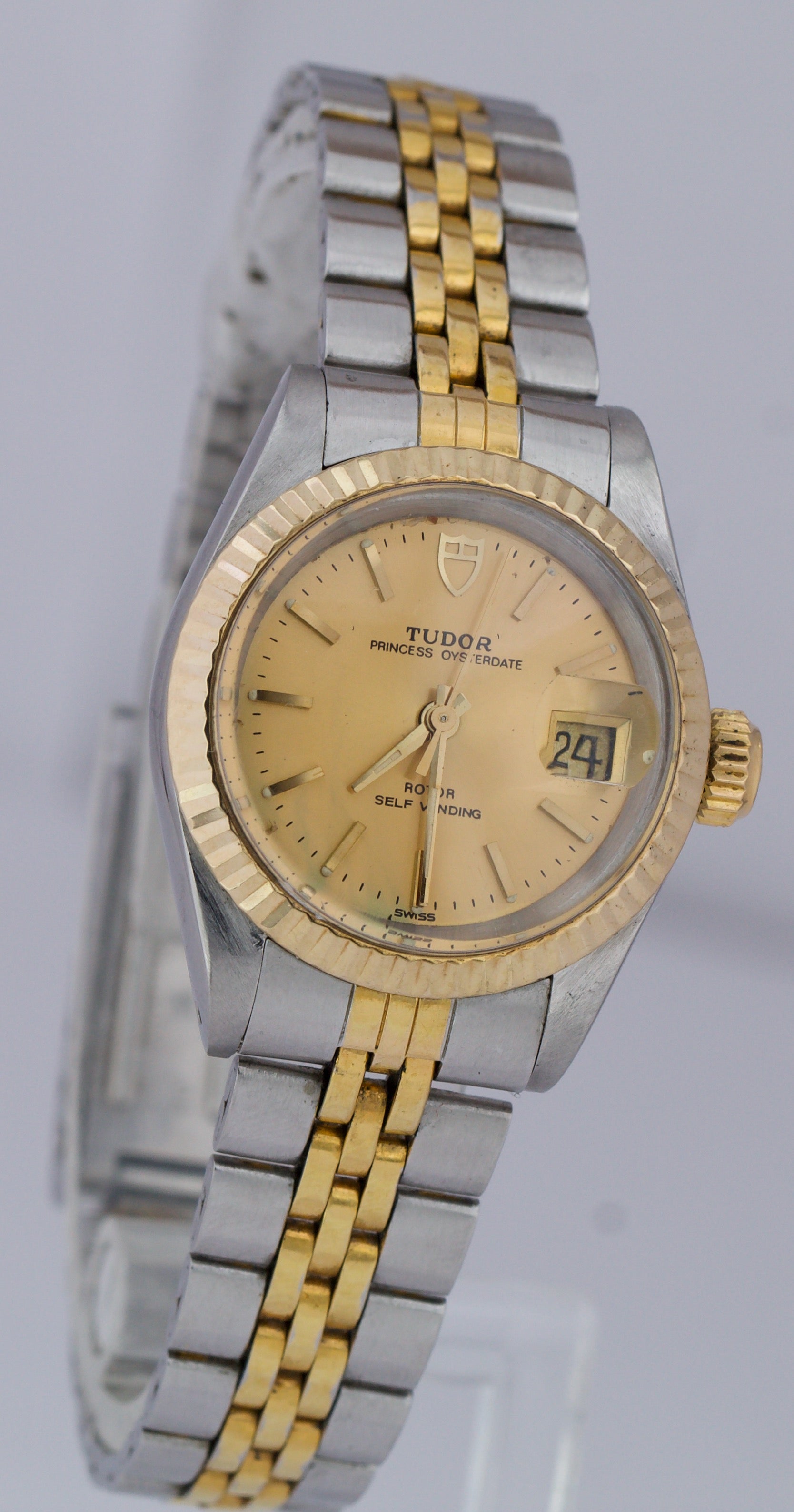 Ladies Tudor Princess Oysterdate Champagne DIAL 14K Two-Tone Gold Watc