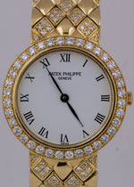 Patek Philippe Calatrava White DIAMOND 18K Yellow Gold 25mm Quartz Watch 4820