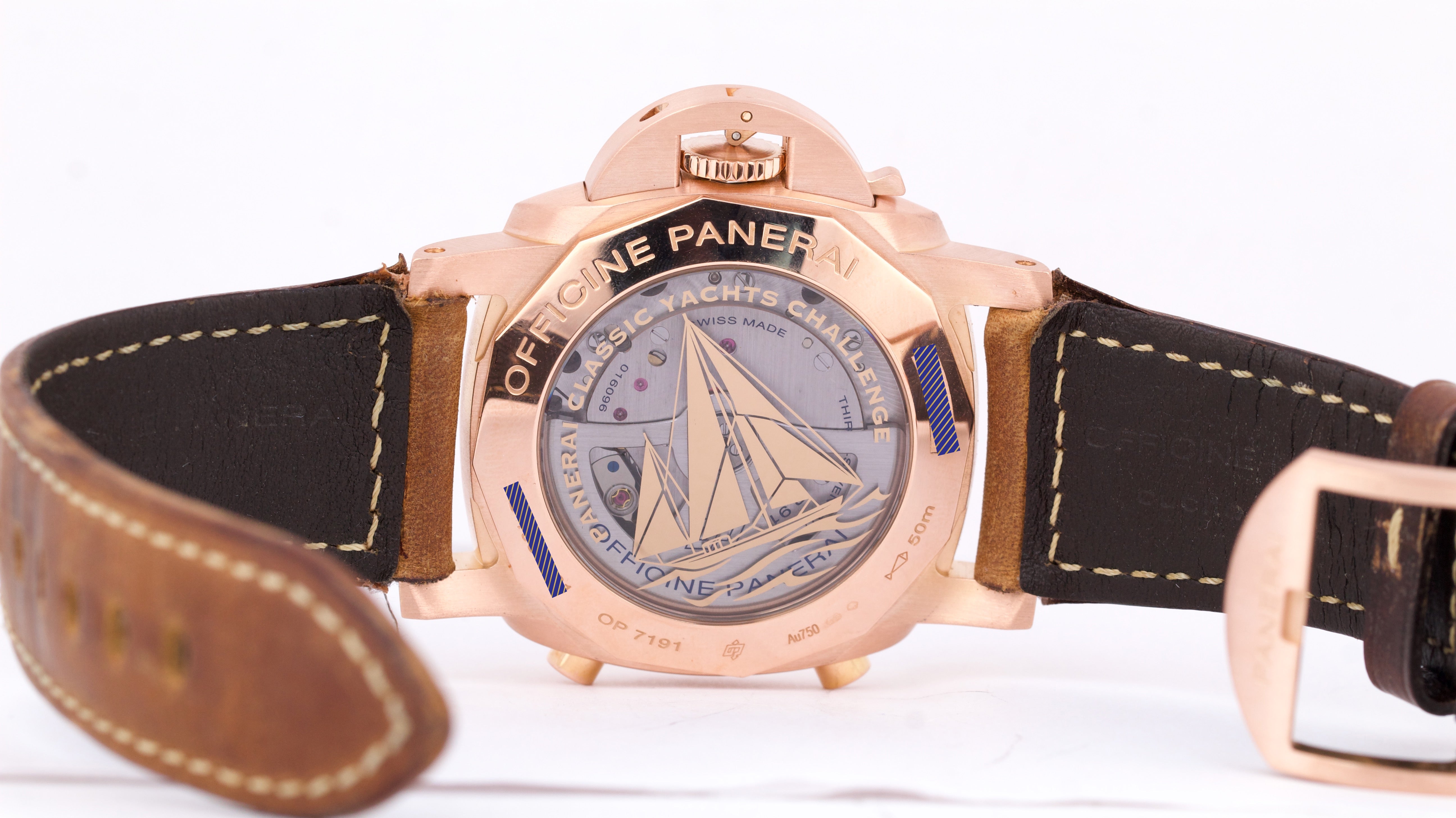 Panerai Luminor Yachts Challenge PAM1020 18K Rose Gold Blue 44mm Watch