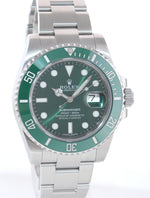 MINT 2014 PAPERS Rolex Submariner Hulk Green Dial Ceramic 116610LV Steel Watch