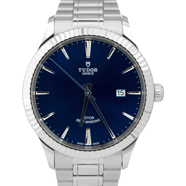 Tudor Style Stainless Steel Fluted Blue Date 41mm Automatic Watch 1271