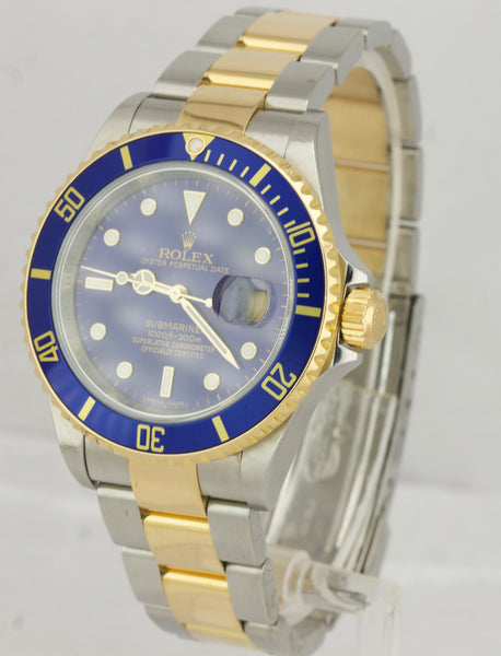 Rolex Submariner/2 Tone /Gold Face/Blue Bezel/16613 – SEA Wave Diamonds