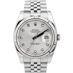 2009 Rolex DateJust 36mm DIAMOND White Gold Steel Jubilee Watch 116234 CARD