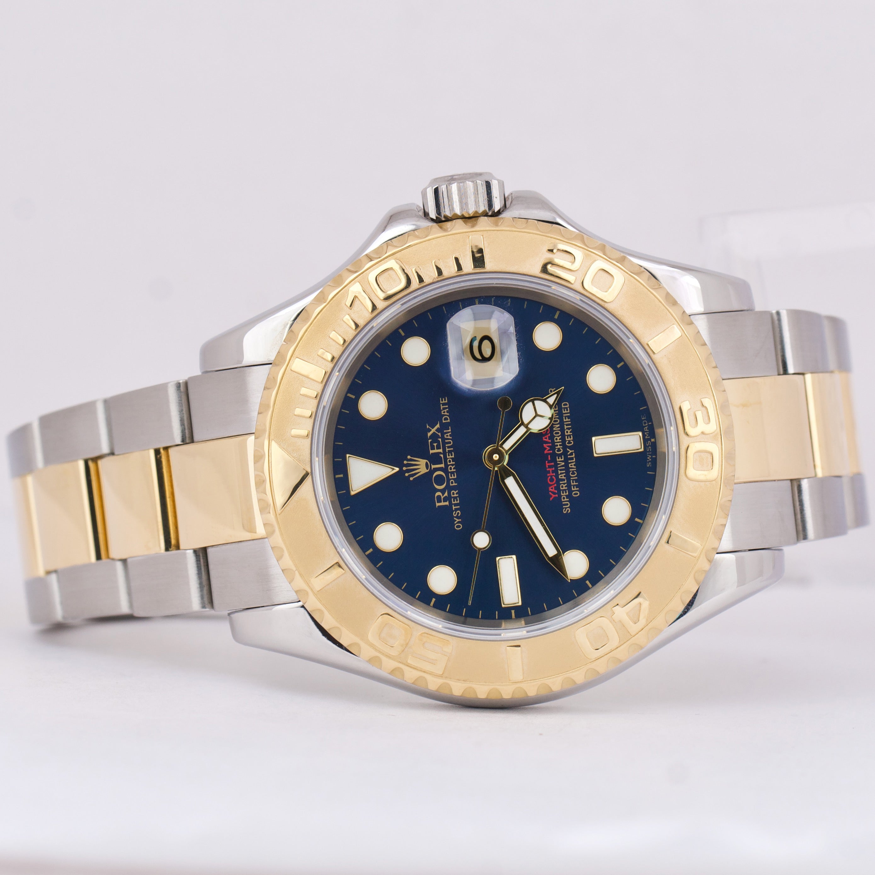 PAPERS Rolex Yacht-Master 40mm BLUE Two-Tone 18K Yellow Gold Steel 166