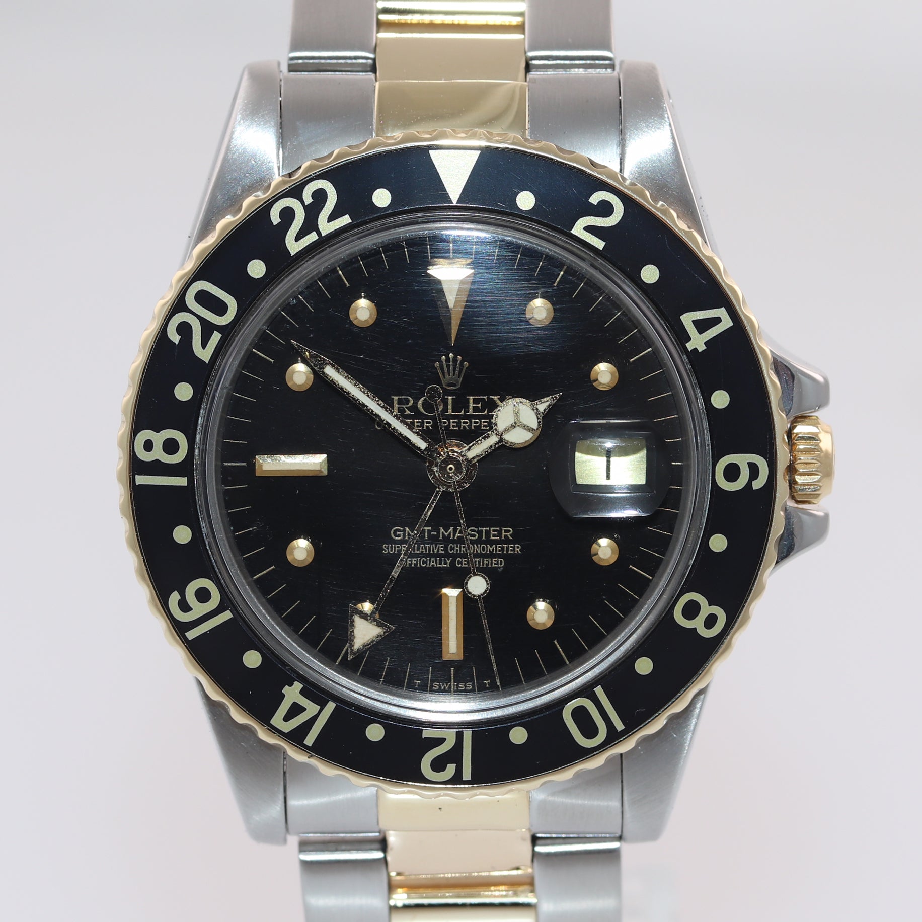 Rolex GMT-Master 1675 Jubilee Two-Tone NIPPLE Gold Steel Black Oyster Watch Box