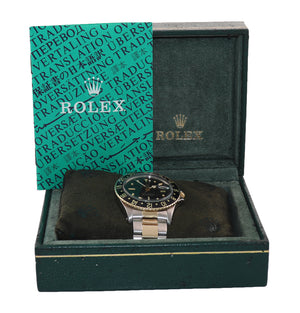 Rolex GMT-Master 1675 Jubilee Two-Tone NIPPLE Gold Steel Black Oyster Watch Box